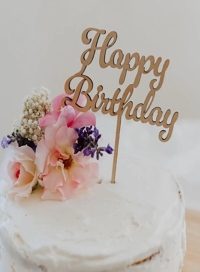Cliths Wooden Happy Birthday Cake Topper, Cake Decoration, Smooth Finish, Reusable Party Decor Cake Topper for Birthday Celebrations - Perfect for Adults, Friends, Family - Image 1